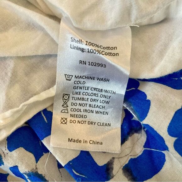 Thakoon Collective size 14 sleeveless ruffle mini dress blue and white print - Picture 4 of 4